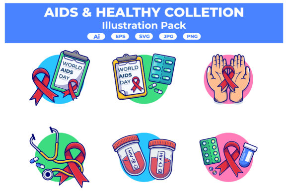 Aids Healthy Flat Style: A Modern Graphic Design Asset for Branding and Marketing