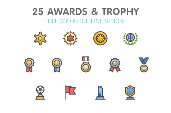 Awards Trophy Full-Color Icon: A Premium Graphic for Strong Brand Impact
