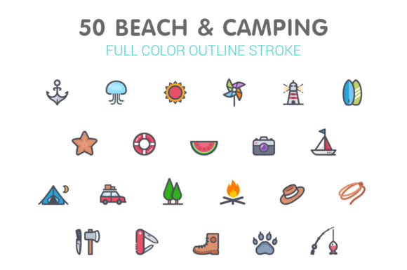 Beach Camping Full-Color Icon: A Graphic Design Asset for Modern Content Publishing