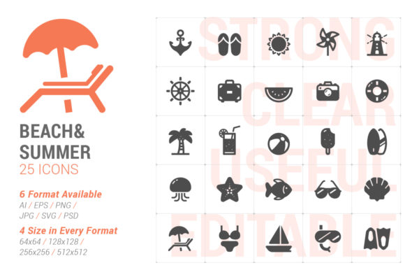 Beach Summer Filled Icon: A Versatile Graphic for Creative Projects