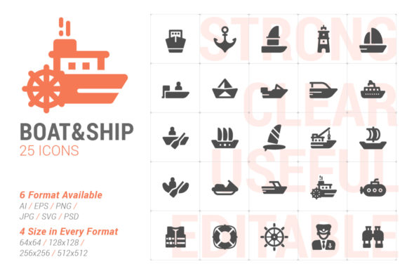 Boat Ship Filled Icon: A Versatile Graphic Design Asset for Local Business Branding