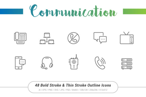 Communication Outline Stroke Icon: A Practical Graphic Design Asset for Sellers