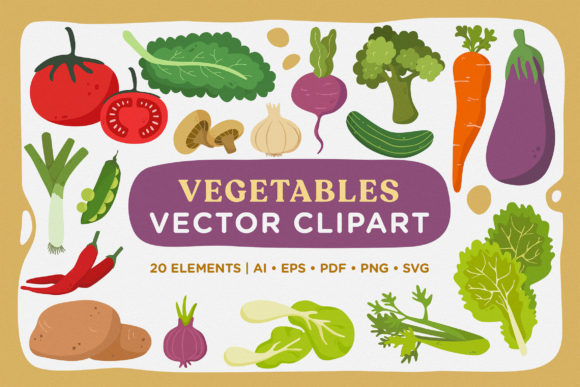 Cute Iconic Fresh Vegetables Vector Clip – A Must-Try Graphic for Digital Creators