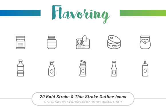 Flavoring Outline Stroke Icons: A Versatile Graphic Design Asset for Modern Branding