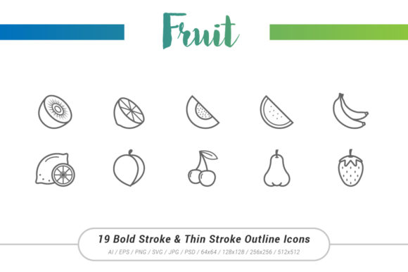 Fruit Outline Stroke Icons: A Modern Design Asset for Creative Publishing