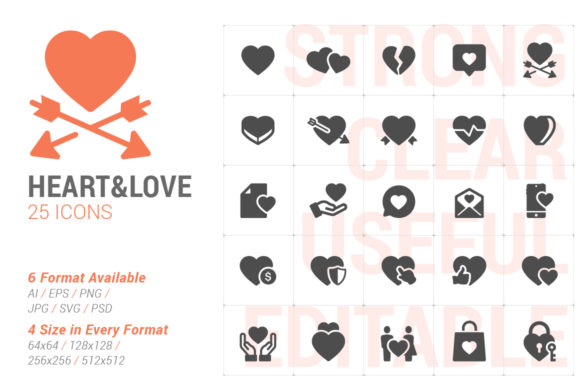 Heart Love Filled Icon: A Versatile Graphic for Local Business Branding