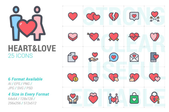 Heart Love Full Color Icon: A Vibrant Graphic for Local Business Branding