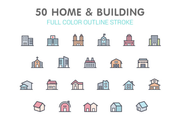 Home Building Line with Color Icon Review for Embroidery Projects
