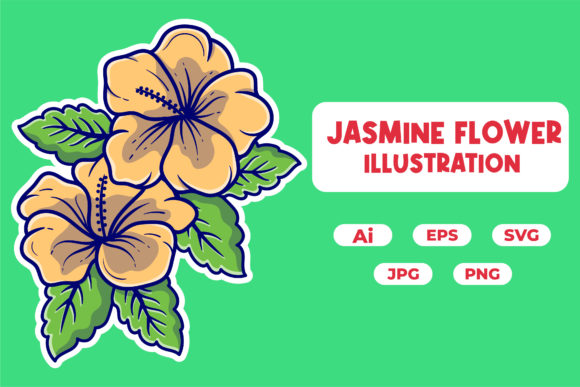 Jasmine Flower Illustration Flat Style: A Must-Have Graphic Design Asset for Content Creators