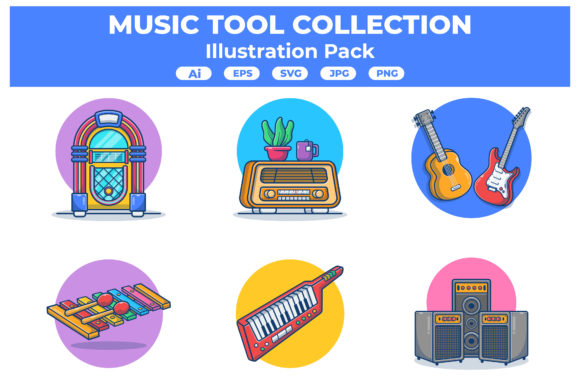 Music Concert Equipment Flat Style Graphics for Content Publishing