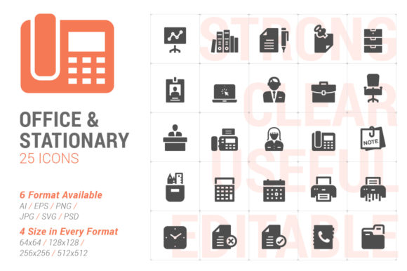 Office Stationary Filled Icon: A Versatile Graphic Design Asset for Modern Branding