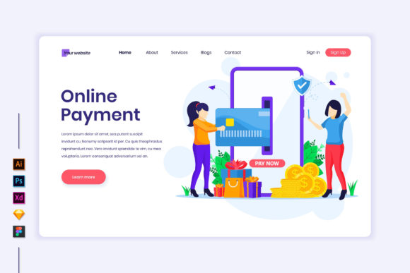 Online Payment Flat Illustration: A Modern Graphic Asset for Small Business Branding
