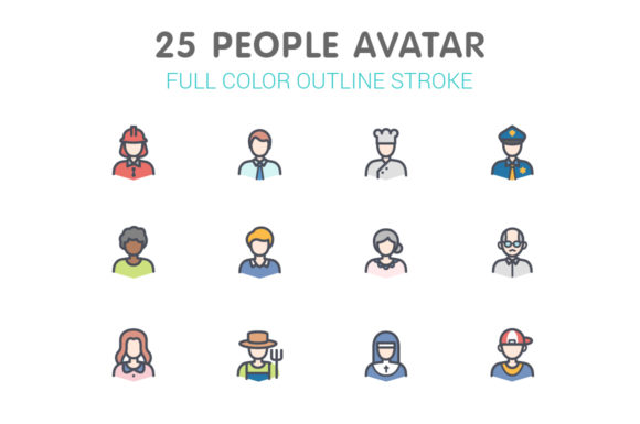 People Avatar Line with Color Icons Graphics Review