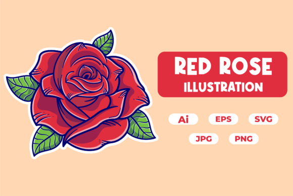 Red Rose Illustration Flat Style for Crafting and Handmade Business
