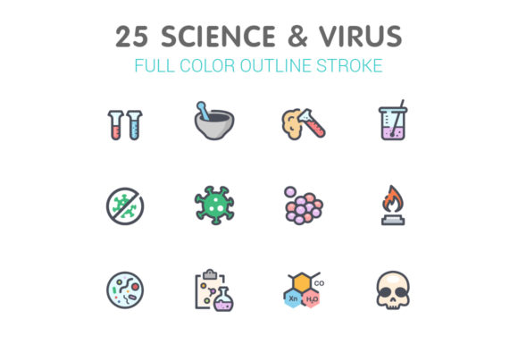 Science Virus Line with Color: A Graphic Design Asset for Local Business Branding