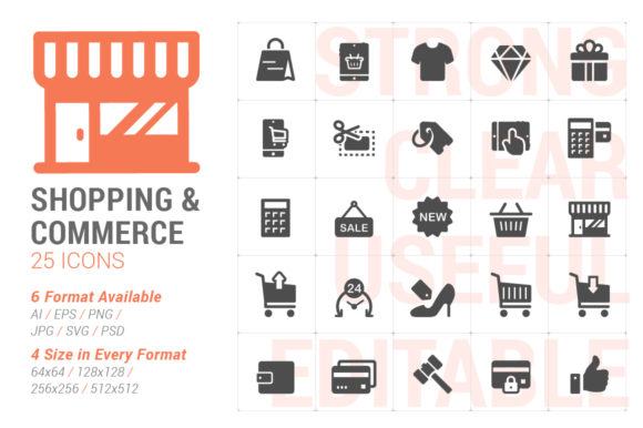 Shopping Commerce Filled Icon: A Versatile Graphic for Modern Web Design