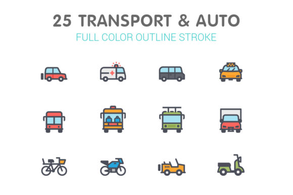 Transport Auto Line with Color Icon: A Modern Graphic Design Asset for Content Creators
