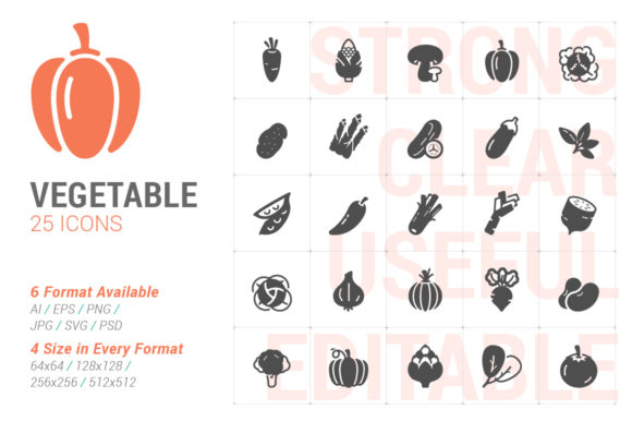 Vegetable Filled Icon: A Fresh Embroidery Design for Real Projects