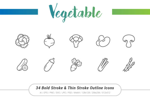 Vegetable Outline Stroke Icon: A Versatile Graphic Design Asset for Content Publishing