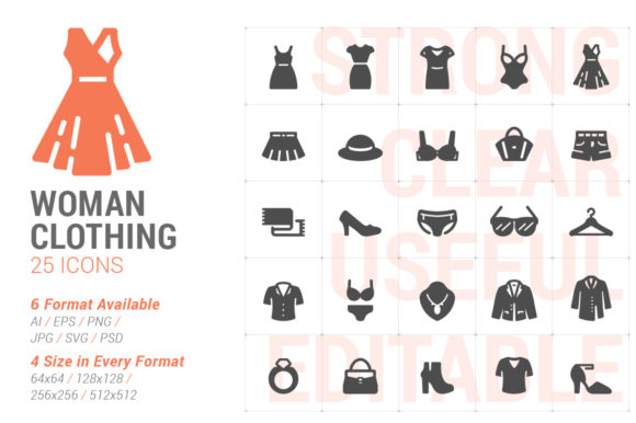 Woman Clothing Filled Icon: A Versatile Graphic Design Asset for Content Creators